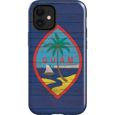 Guam Flag Dark Wood iPhone 12 Mini Impact Case