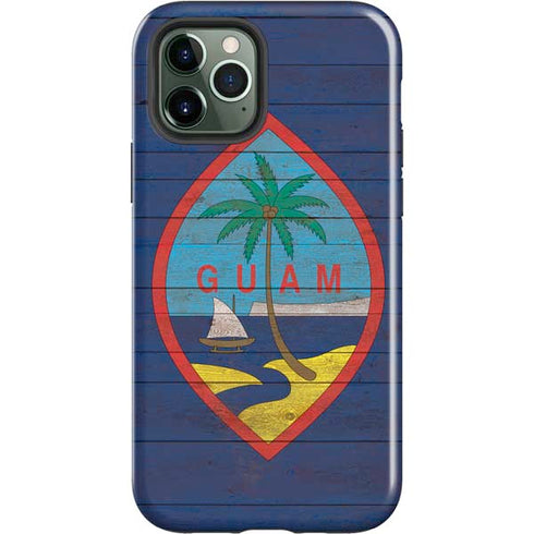 Guam Flag Dark Wood iPhone 12 Pro Impact Case