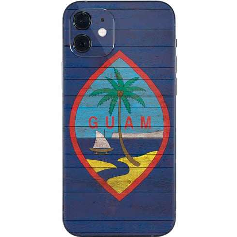 Guam Flag Dark Wood iPhone 12 Skin