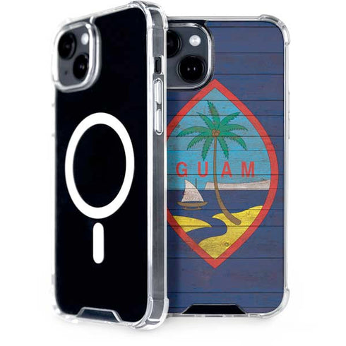 Guam Flag Dark Wood iPhone 13 MagSafe Case
