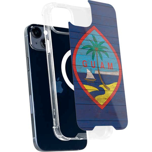 Guam Flag Dark Wood iPhone 13 MagSafe Case