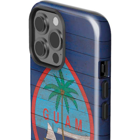 Guam Flag Dark Wood iPhone 13 Pro Max Impact Case