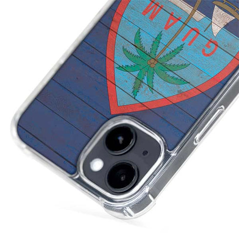 Guam Flag Dark Wood iPhone 14 Plus MagSafe Case
