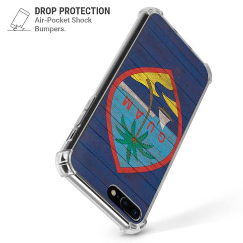 Guam Flag Dark Wood iPhone 7/8 Plus Clear Case