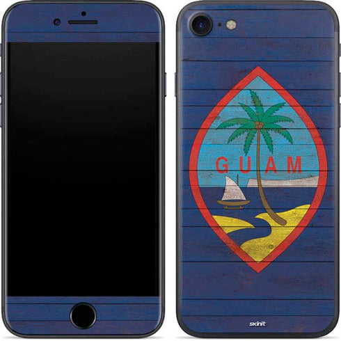 Guam Flag Dark Wood iPhone 7 Skin