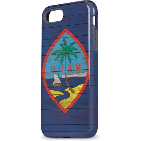 Guam Flag Dark Wood iPhone 8 Pro Case
