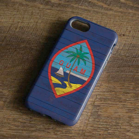 Guam Flag Dark Wood iPhone 8 Pro Case