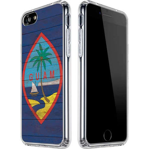Guam Flag Dark Wood iPhone SE (2nd & 3rd Gen) Clear Case