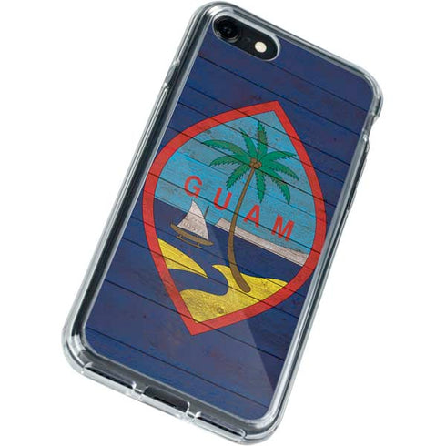 Guam Flag Dark Wood iPhone SE (2nd & 3rd Gen) Clear Case
