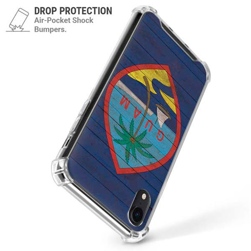 Guam Flag Dark Wood iPhone XR Clear Case