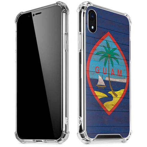 Guam Flag Dark Wood iPhone XR Clear Case
