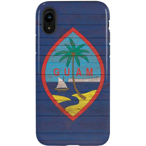 Guam Flag Dark Wood iPhone XR Pro Case