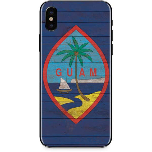 Guam Flag Dark Wood iPhone XS Max Skin