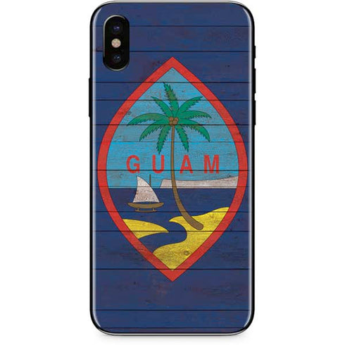 Guam Flag Dark Wood iPhone XS Skin