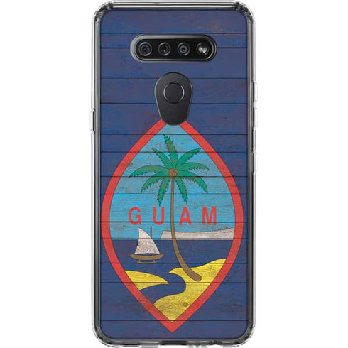 Guam Flag Dark Wood LG K51/Q51 Clear Case
