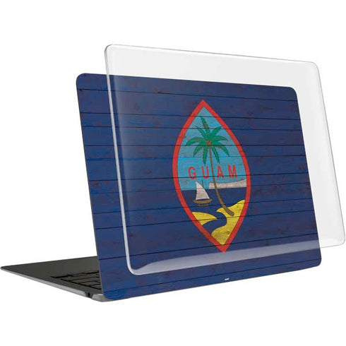 Guam Flag Dark Wood MacBook Air 15in (2023-2025) Case plus Skin