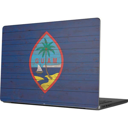 Guam Flag Dark Wood MacBook Pro 14in (2021-24) Skin