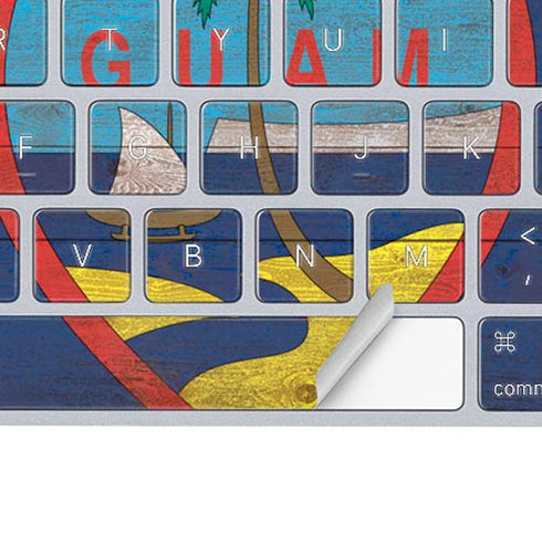 Guam Flag Dark Wood Magic Keyboard Skin
