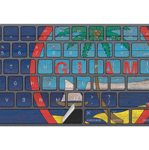 Guam Flag Dark Wood Magic Keyboard with Numeric Keypad Skin