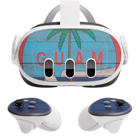 Guam Flag Dark Wood Meta Quest 3 Skin