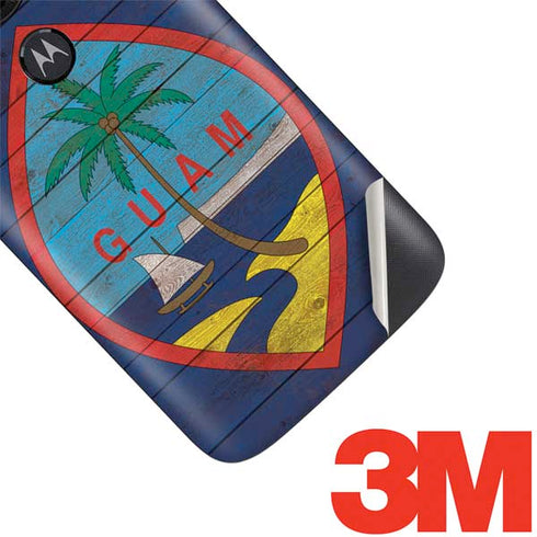 Guam Flag Dark Wood Moto E5 Play Skin