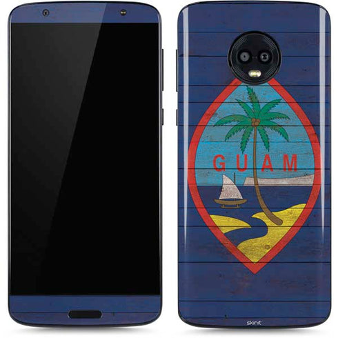 Guam Flag Dark Wood Moto G6 Skin