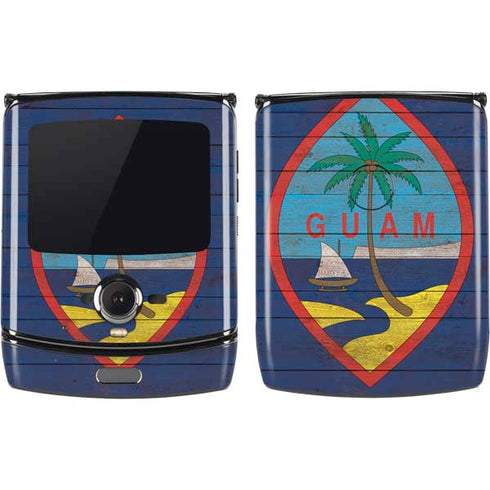 Guam Flag Dark Wood Motorola RAZR Skin