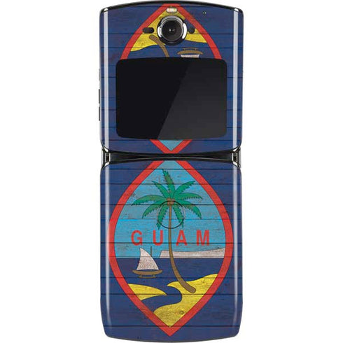 Guam Flag Dark Wood Motorola RAZR Skin