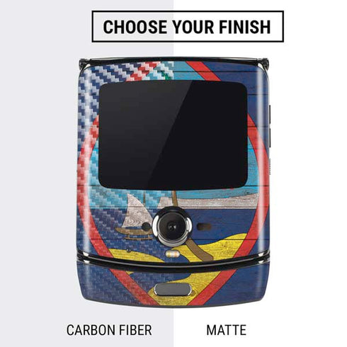 Guam Flag Dark Wood Motorola RAZR Skin