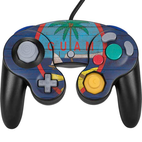 Guam Flag Dark Wood Nintendo GameCube Controller Skin
