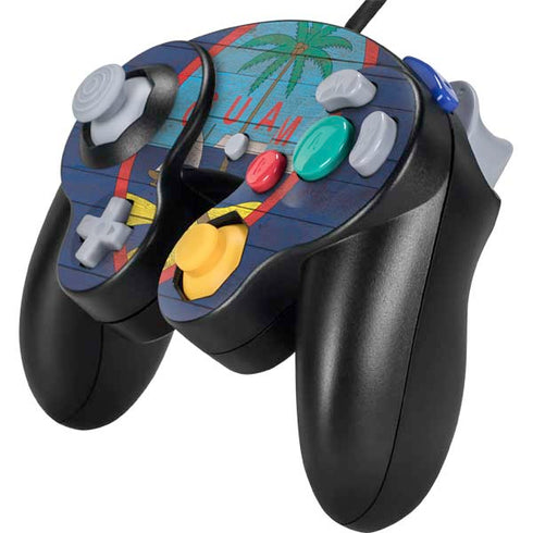 Guam Flag Dark Wood Nintendo GameCube Controller Skin