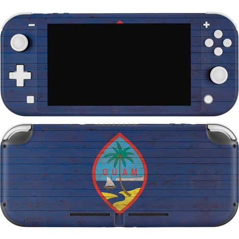 Guam Flag Dark Wood Nintendo Switch Lite Skin