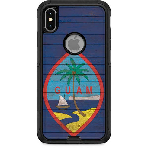 Guam Flag Dark Wood Otterbox Commuter iPhone Skin