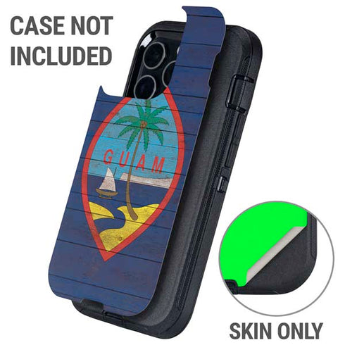 Guam Flag Dark Wood Otterbox Defender iPhone Skin