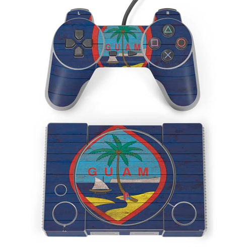 Guam Flag Dark Wood PlayStation Classic Bundle Skin