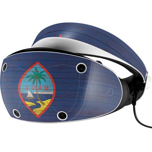 Guam Flag Dark Wood PlayStation VR2 Skin