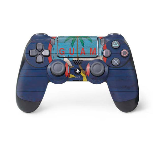 Guam Flag Dark Wood PS4 Controller Skin