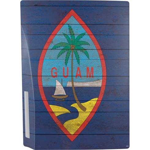 Guam Flag Dark Wood PS5 Console Skin