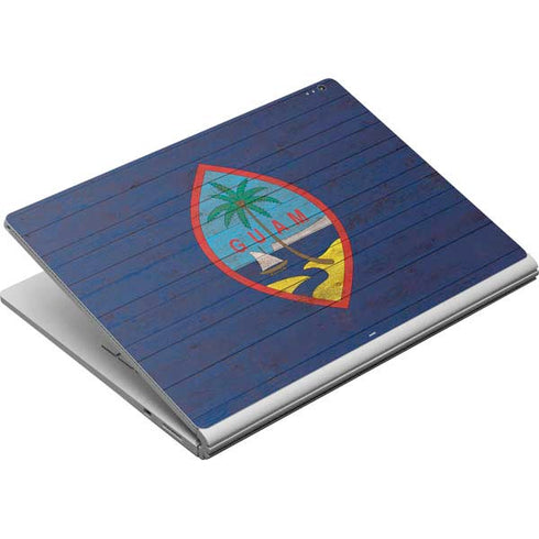 Guam Flag Dark Wood Surface Book Skin