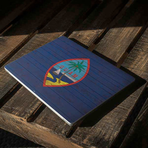Guam Flag Dark Wood Surface Laptop 2 Skin