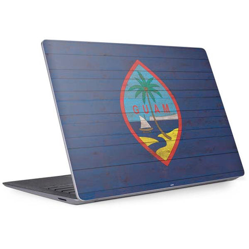 Guam Flag Dark Wood Surface Laptop 3 13.5in Skin