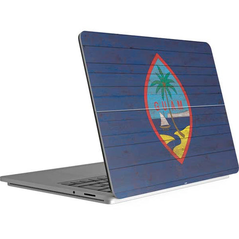 Guam Flag Dark Wood Surface Laptop Studio Skin