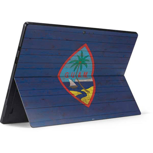Guam Flag Dark Wood Surface Pro 6 Skin