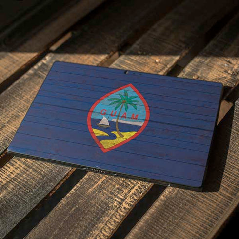 Guam Flag Dark Wood Surface Pro 6 Skin
