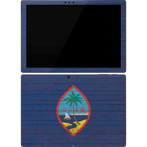 Guam Flag Dark Wood Surface Pro 7 Skin