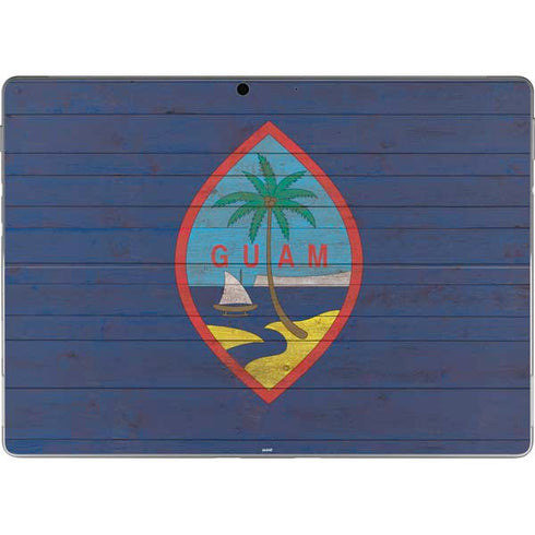Guam Flag Dark Wood Surface Pro 8 Skin