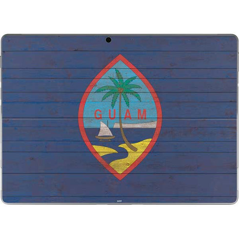 Guam Flag Dark Wood Surface Pro 9 Skin