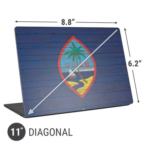 Guam Flag Dark Wood Universal Laptop 11in (8.8 x 6.2in) Skin