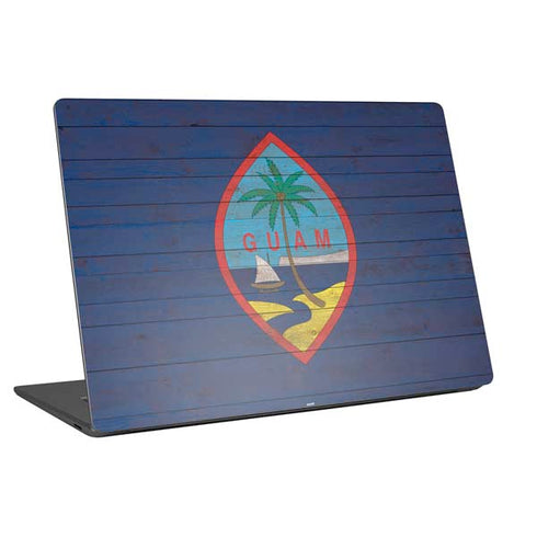Guam Flag Dark Wood Universal Laptop 16.6in (13.4 x 9.7in) Skin