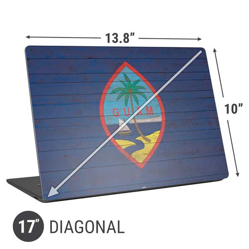 Guam Flag Dark Wood Universal Laptop 17in (13.8 x 10in) Skin